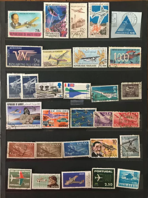 LOT DE 110 TIMBRES OBLITERES - THEMATIQUE AVIATION tous différents 