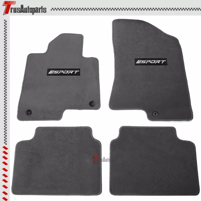 Fits 21-23 Kia K5 Optima Gray Nylon Floor Mat Non-Slip Carpets & White Sport