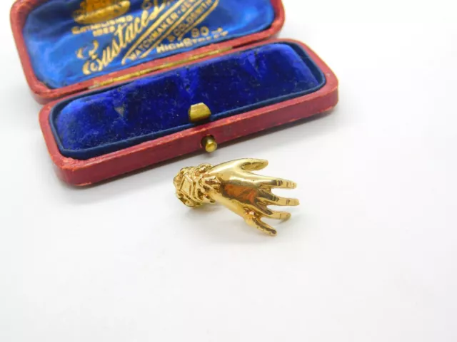 9 Karat Gelbgold Figa Hand mit Ring Charm Anhänger 1979 London Vintage 2