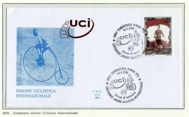 ITALIA 2000 - FDC ALA 1261 - Unione Ciclistica Internazionale - annullo figurato