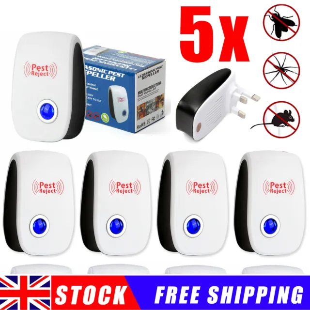 5X Plug-in Electronic Ultrasonic Pest Repeller Anti Rat Mouse Bug Mosquito Flea