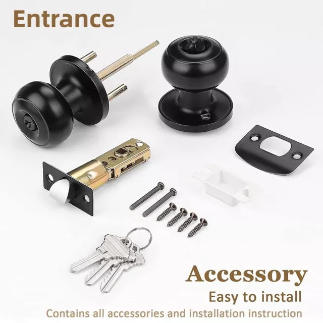 Lever Round Ball Door Handle Entrance Passage Privacy Lock Brushed Nickle Knob 2