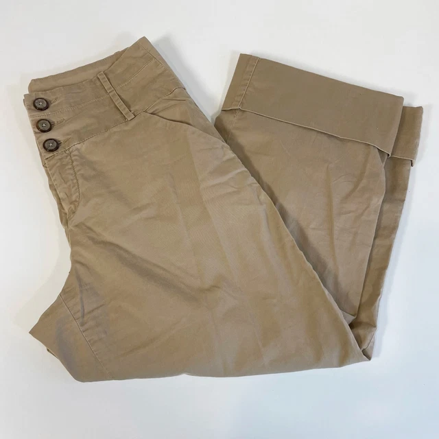 Daughters Of The Liberation Womens Wide Leg Pants Brown 8 High Rise Buttonfly