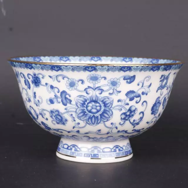 Chinese Qing Qianlong Blue and White Porcelain Lotus Pattern Bowl 5.0 inch