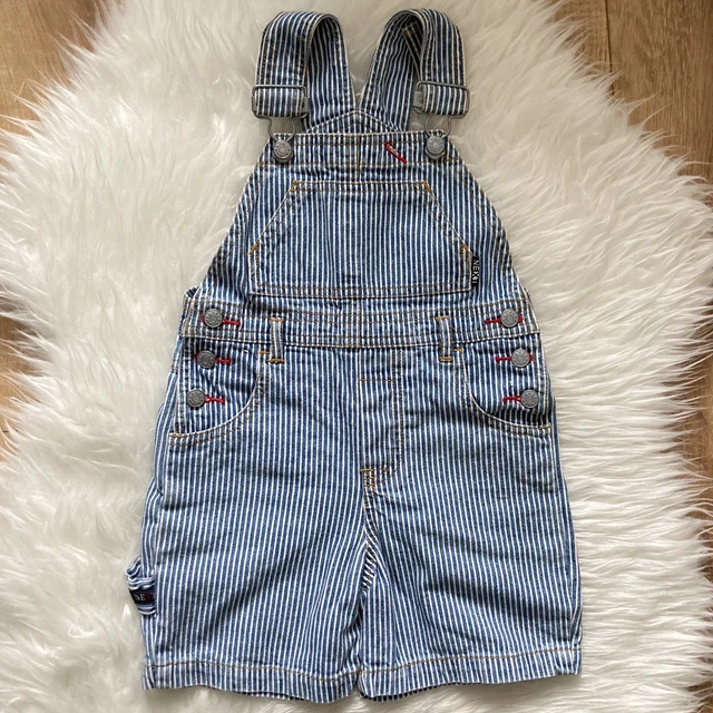Tute NEXT Vintage Dungarees età 2-3 anni a righe blu bianco spiaggia estiva