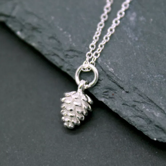 Silver Caledonian Winter Acorn Pine Cone Silver Necklace Pendant 925 Sterling