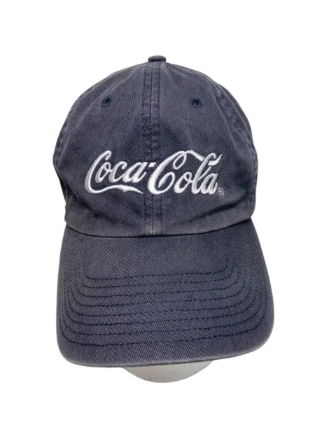 Coca Cola Brand Atlanta  Embroidered Blue Canvas Adjustable Ball Cap Hat