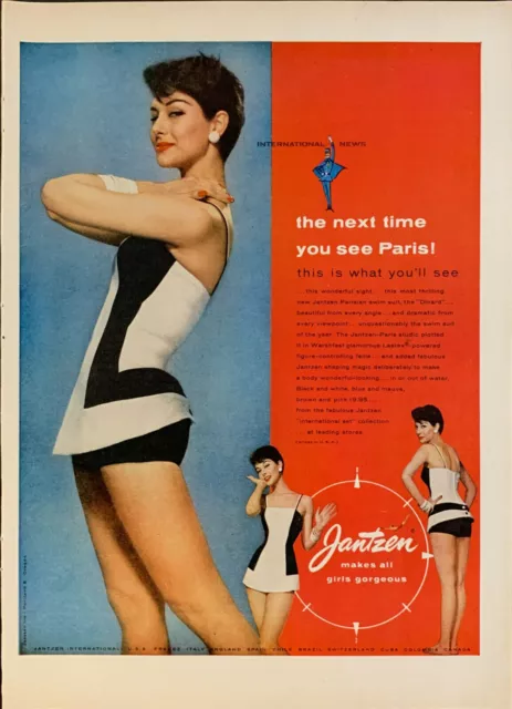 Vintage 1956 Jantzen Swim Suits Makes All Girls Gorgeous Print Ad Advertisement