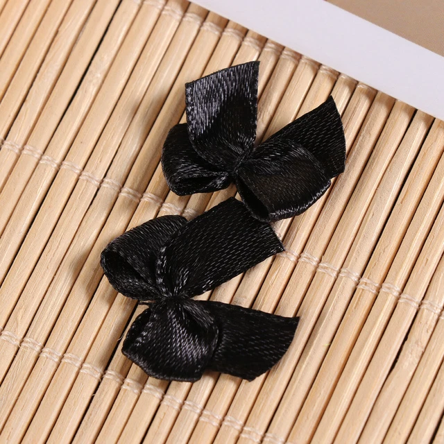 100 Pcs Decorations Attach Black Bows Girl Hair Bows Applique 6