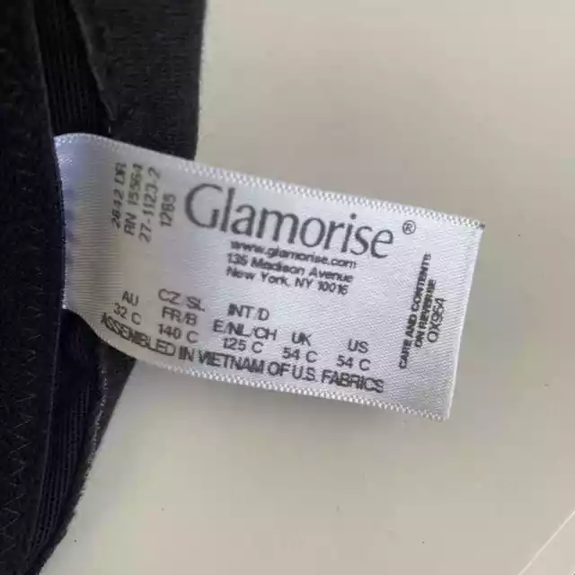 GLAMORISE Black Front Close soft cup wire free full figure support bra 54C 3