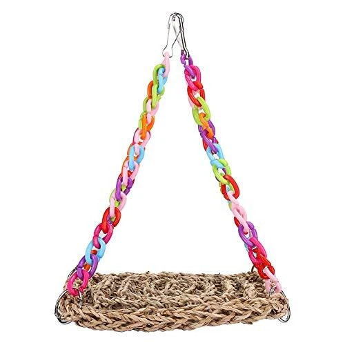 Perroquet Naturel Rotin Nid Lit Pet Oiseau Hamac Balançoire Jouet pour Perroq...