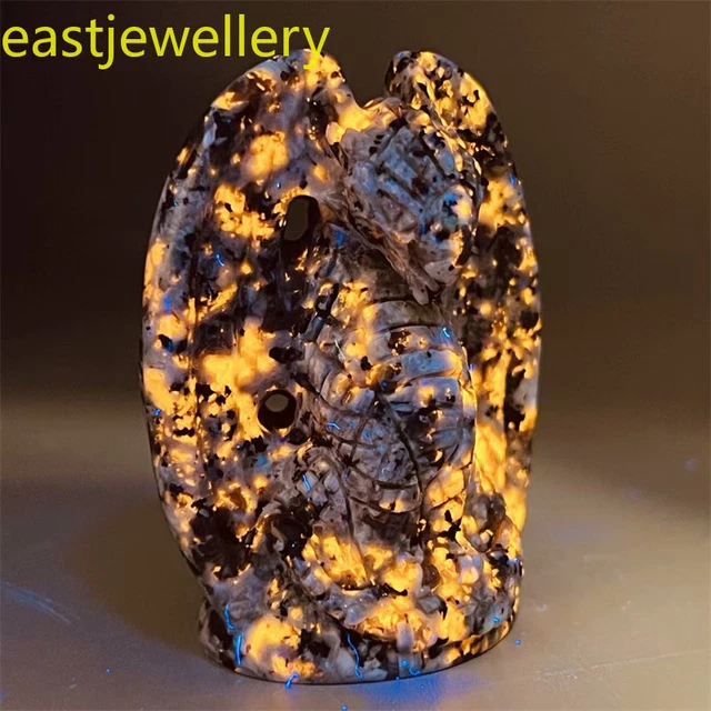 2.4" Natural Yooperite Flying dragon skull Quartz Flame's Stone Crystal Skull 1x