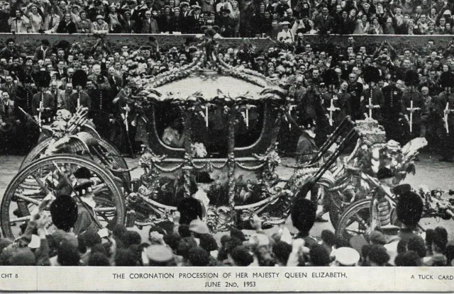 H.m. Queen Elizabeth Ii 1953 Coronation Procession Unused P/C Ref 3020