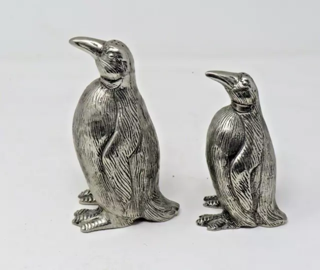 Vintage Gucci Penguin Salt Pepper Shakers Silver Plate Over Pewter Italy 2