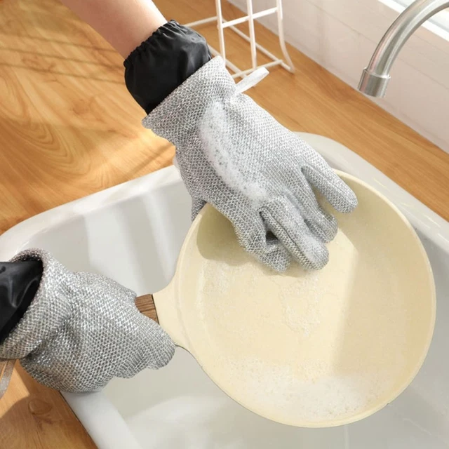 Household Cleaning Dish Washing Gloves Waterproof Cleaning Silver Gloves