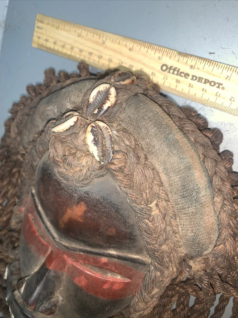 Dan Mask with Cowries and Rope Beard African mask great size OFFERS #14 5