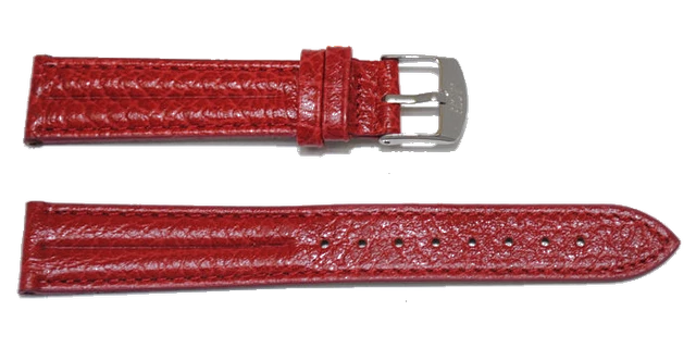 Bracelet Montre Cuir Requin Vert – Largeur 18 Mm, Couture Blanche, Double Joncs, Neuf Sans étiquette