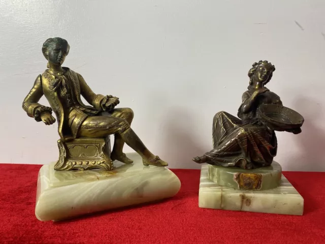 Splendid Pair Of Theatrical Classical Bronze Ormolu Statues Set On Onyx Plinths 3