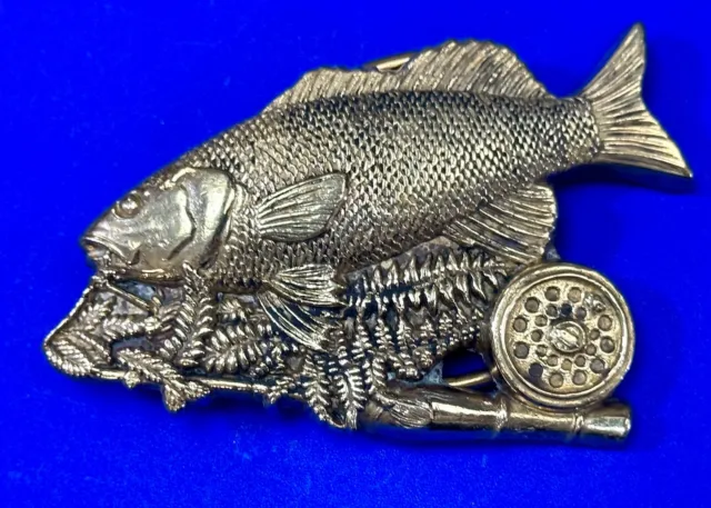 Trout Fishing Cutout sports fish vintage Baron Buckles solid brass belt buckle