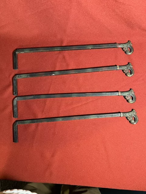 Vintage Cast Metal Ornate Curtain Rods Expanding Set Of 4