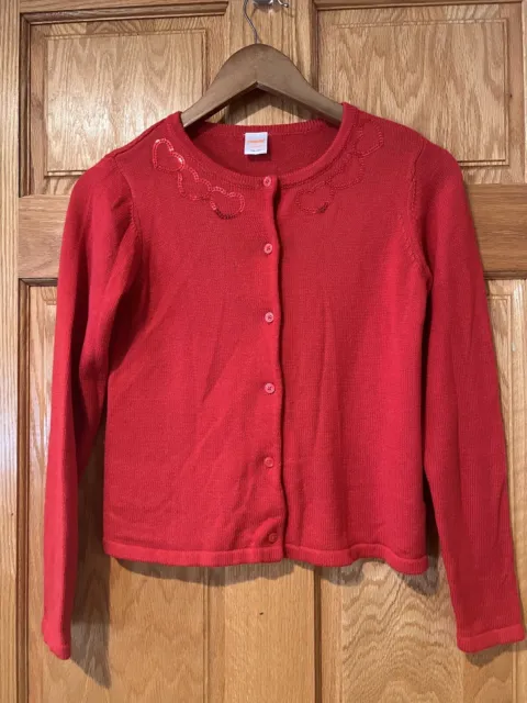 Gymboree Girls Size Large 10/12 ❤️ Red Heart Cardigan Sweater