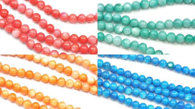 5 mm Round Mother of Pearl Shell Loose Beads for Jewellery Making - 1 String