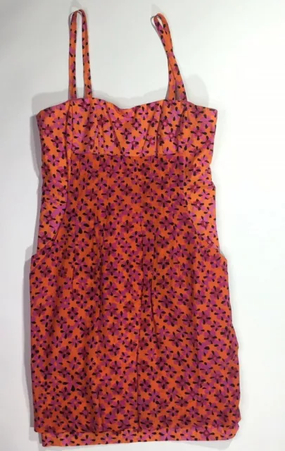 Nanette Lepore Silk Lotus Print Dress Size 8 Orange Pink Removable Straps 3