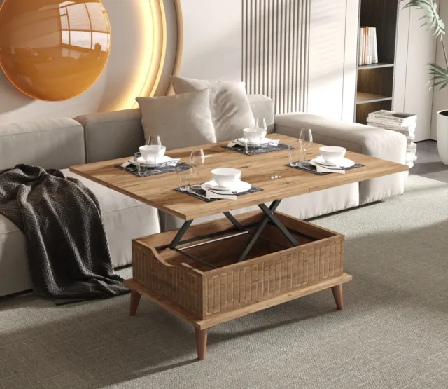 Lift top coffee table 6 in 1, Walnut table, dining table, Extendable coffee tabl