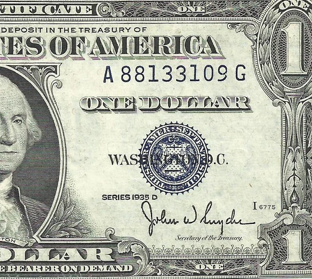 RARE 1935D $1 BLUE Seal SILVER Certificate! CRISP AU! Old US Paper Money!