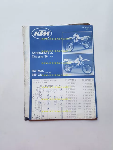 KTM 350 GS - MXC 1986 catalogo ricambi TELAIO originale