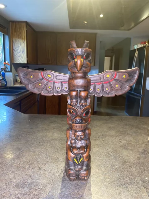 Vintage Alaskan Wood like Resin Totem Pole Mid Century 16”