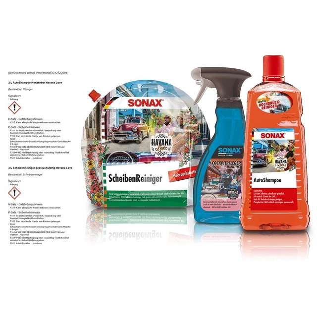 Sonax Havana Love Autoshampoo Concentrato+Pulitore Vetri+Abitacolo