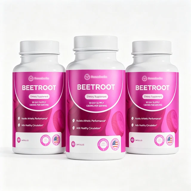 Heart Healling 2 PACK ROSABELLA 1300mg Organic Beet Root Capsules Heart Health Blood ...