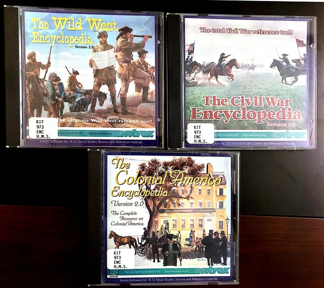 encyclopedia set 3 cd -the colonial America; the civil war; the wild west !!!
