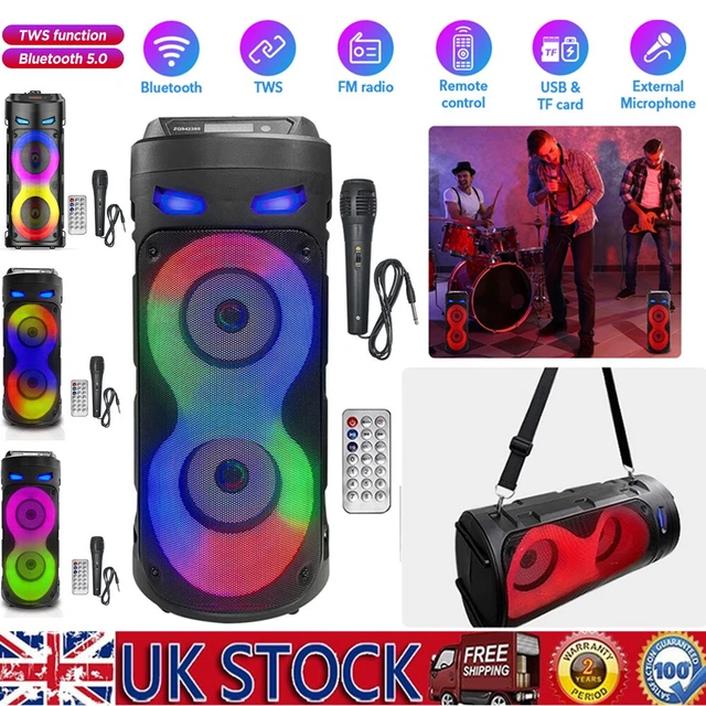 LOUD BLUETOOTH SPEAKER Portable Party Outdoor Wireless Subwoofer Mic