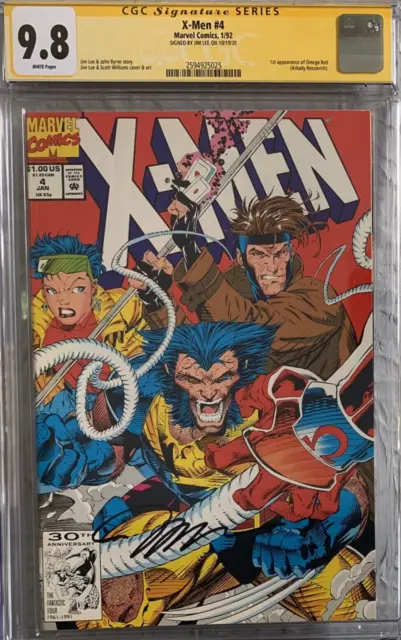 X-Men #4, Marvel Comics, 1/92 CGC 9.8 Signed By Jim Lee