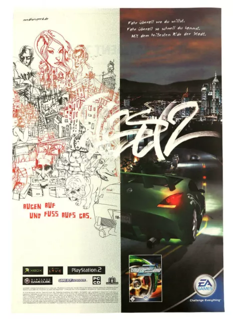 2003 Need for Speed: Underground PS2 Xbox GC Print Ad/Poster