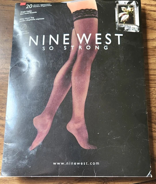 Nine West So Strong Style 922 Black Size 2 Nylons Silky Sheer Thigh Highs
