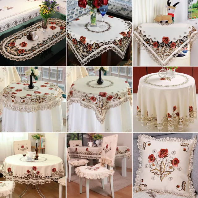 Tovaglia in pizzo bianco ricamato tavolo floreale corridore doily festa matrimonio raso
