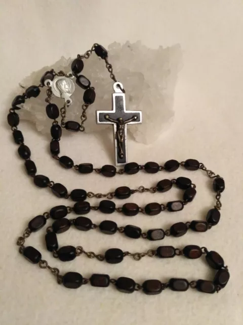 Antiguo crucifijo de madera de rosario católico oración cruz religiosa