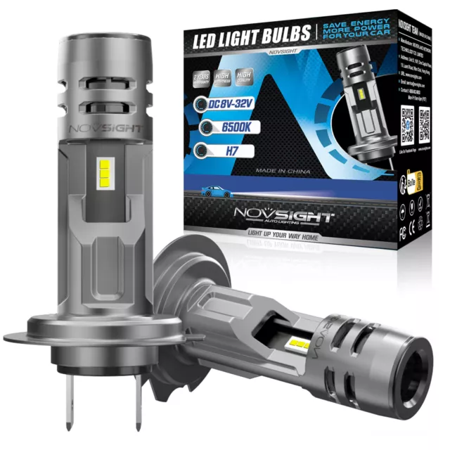 Novsight H7 LED Headlight Bulb Kit High Beam 6500K Cool White Bulbs Bright Lamp