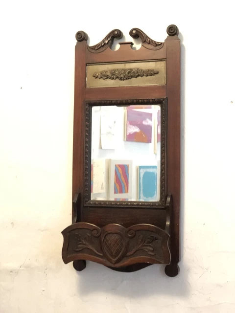 Antiguo Espejo Años 1900 Boticario Baño Gabinete Vidrio Biselado Caja de Peine
