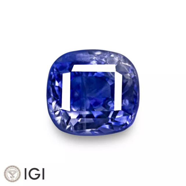 IGI Certified CEYLON SRI LANKA Blue Sapphire 2.07 Ct. Natural Untreated CUSHION