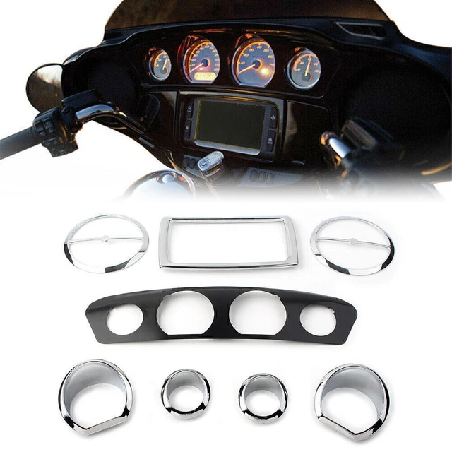 8 pz piastra di montaggio taglio lunetta calibro cromato per Harley Touring Electra Glide 2014-up