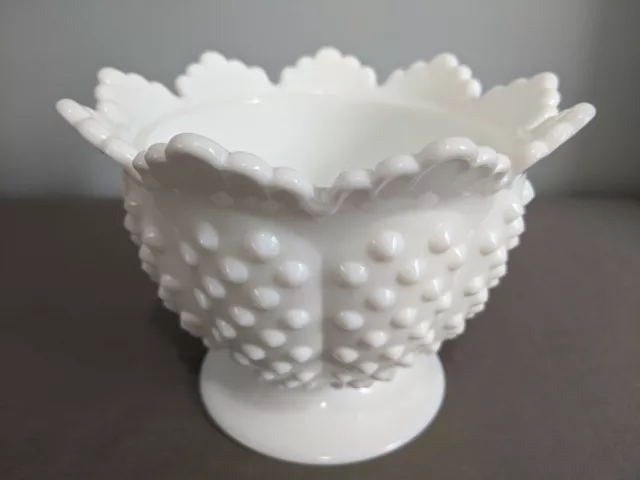 Fenton Milk Glass Hobnail Candy Bowl/Jar EC 4 3/4"