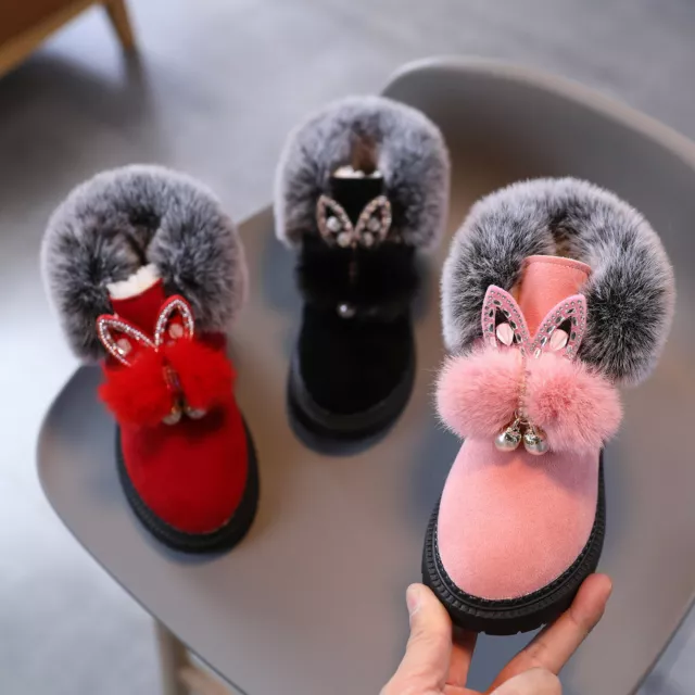 Children Kid Baby Girls Snow Boots Ankle Short Faux Fur Bootie Casual Shoes