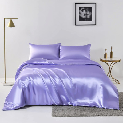Gnomvaie Just Contempo Parure de lit 3 pièces en satin de luxe 200 x 200 cm avec taie d'oreiller 80 x 80 cm Bordeaux lisse et brillant 