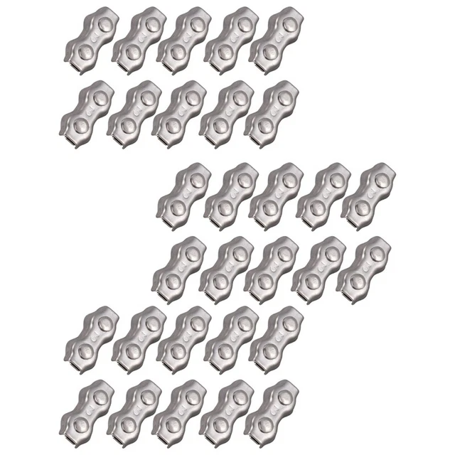 30 pezzi 3 mm clip duplex filo acciaio inox cavo corda maniglie morsetti Calipe4448