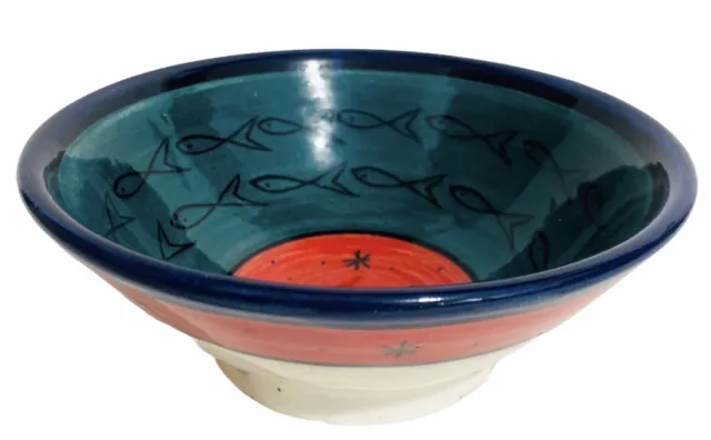 VINTAGE SALAH SAFI Pottery Bowl Morrocan CERAMIC FISH STARS WALL HANGING Signed