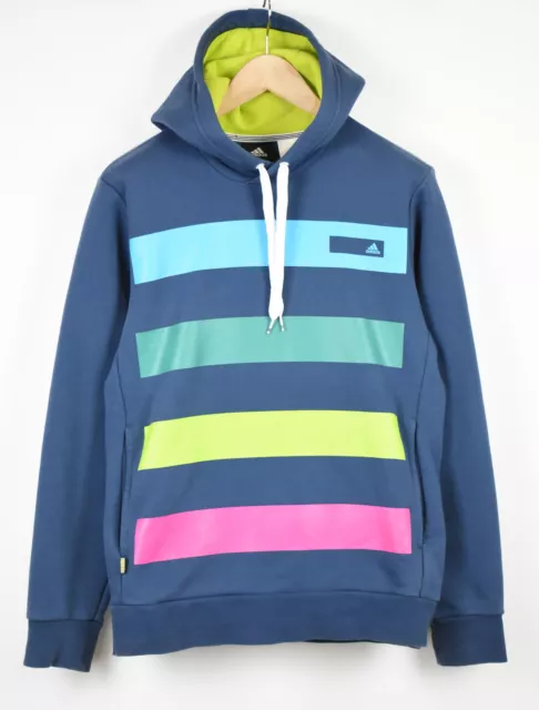 Adidas Felpa con Cappuccio Uomo Blu Medio Righe Pullover